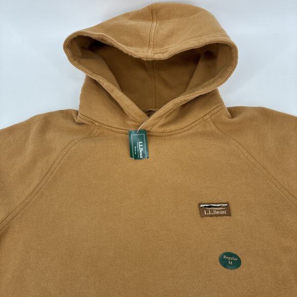 LL BEAN Sweatshirt Men Medium Brown Hoodie Pullover Patch Outdoors Hiking NWT - Picture 4 of 15